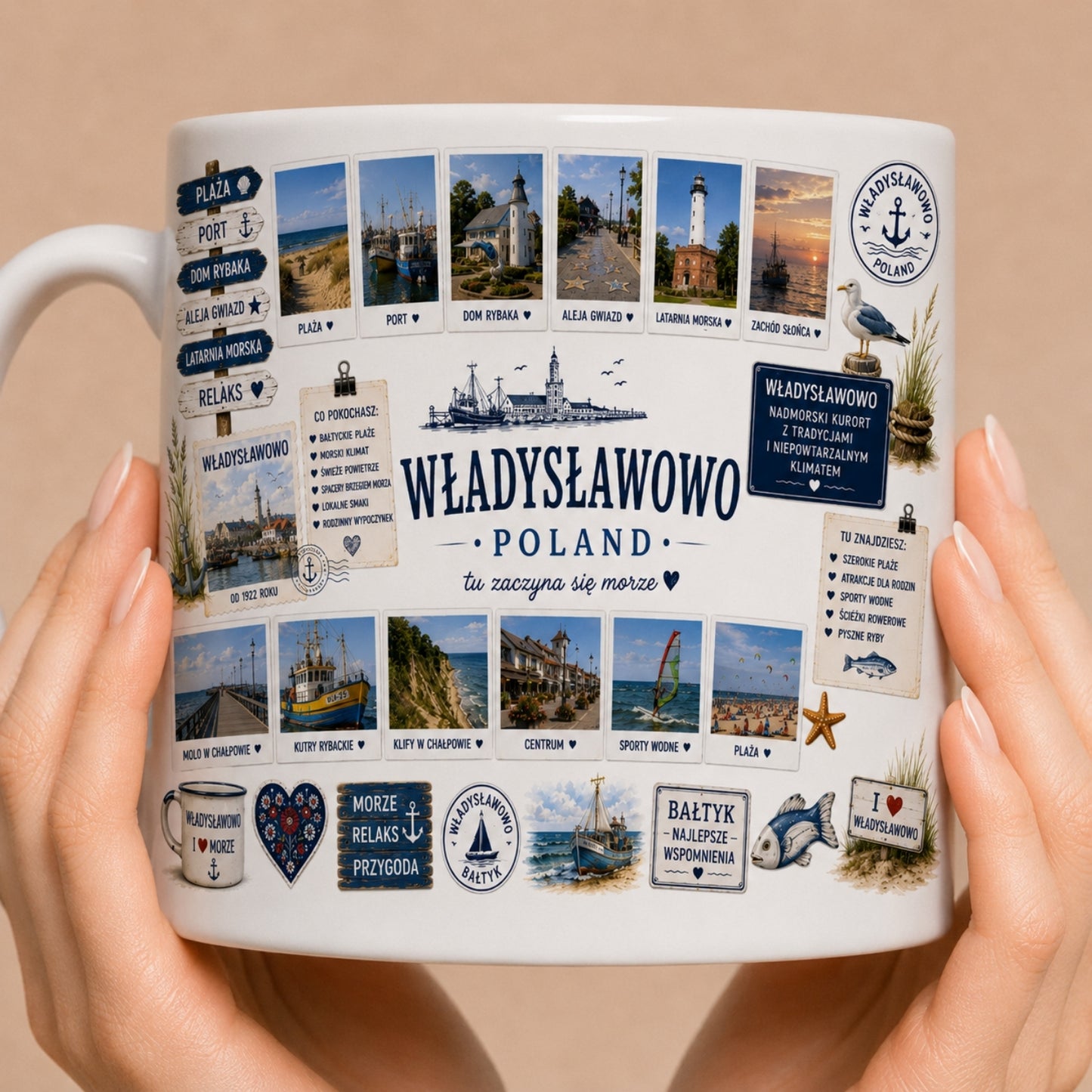 Kubek z Władysławowa 330 ml – Bałtyk, plaża, pamiątka z wakacji