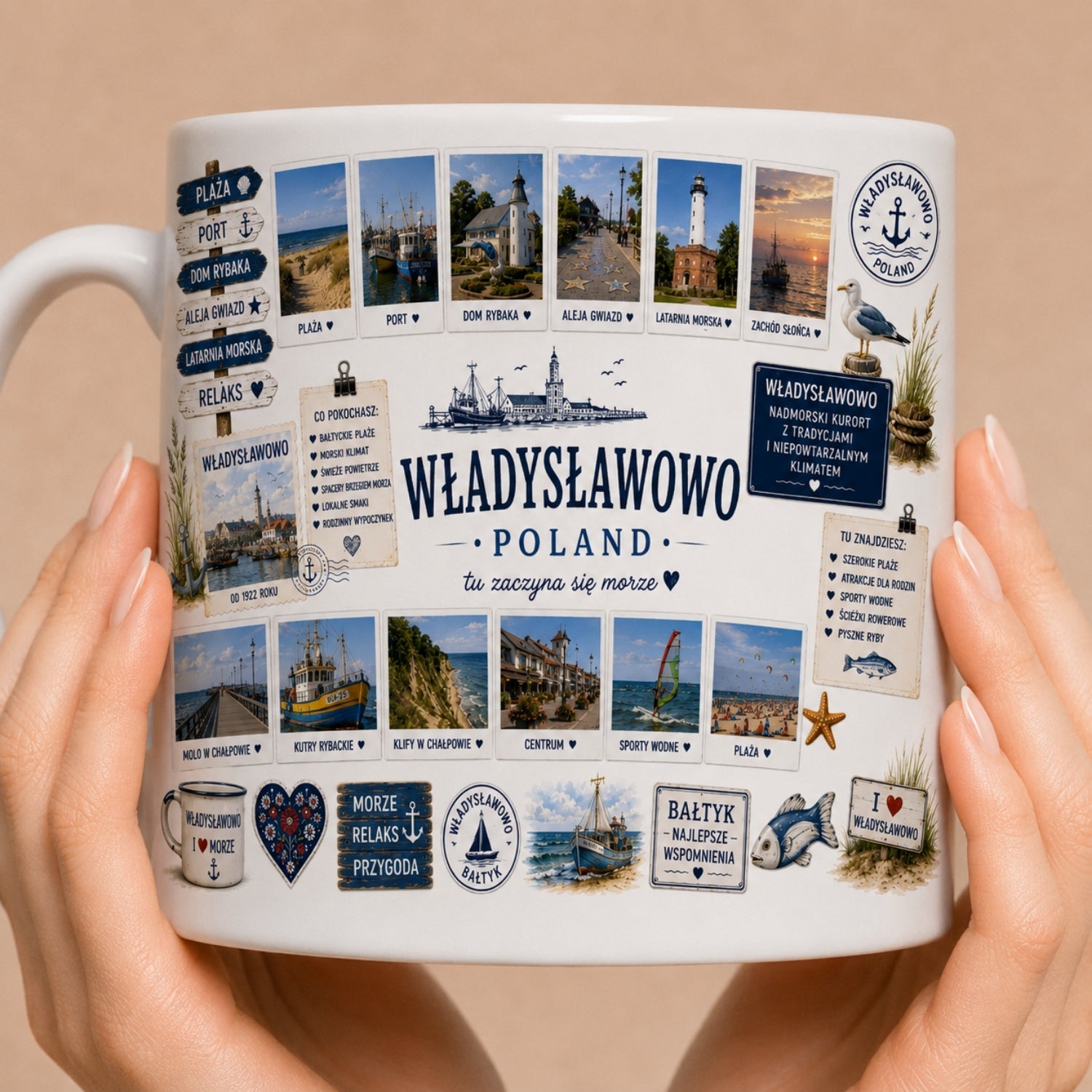 Kubek z Władysławowa 330 ml – Bałtyk, plaża, pamiątka z wakacji