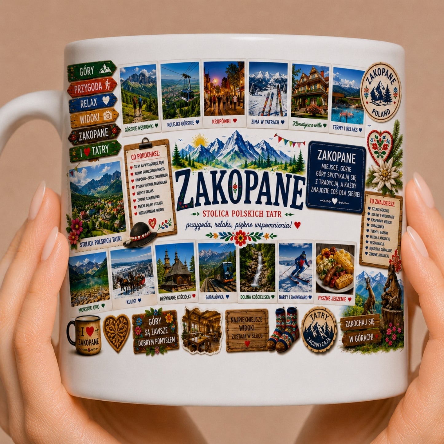 Kubek z Zakopane 330 ml – Tatry, górale, Krupówki, pamiątka z Polski
